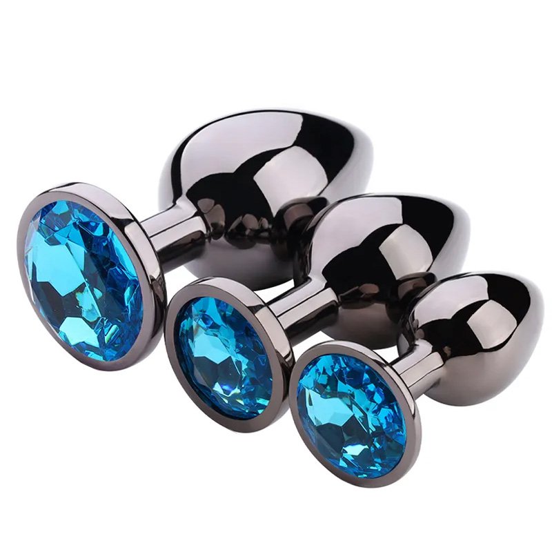 Women's Jewel S Size Anal Plug Color Gun with round Base Assorted Metal Colors Assorted Anal Sex Toys