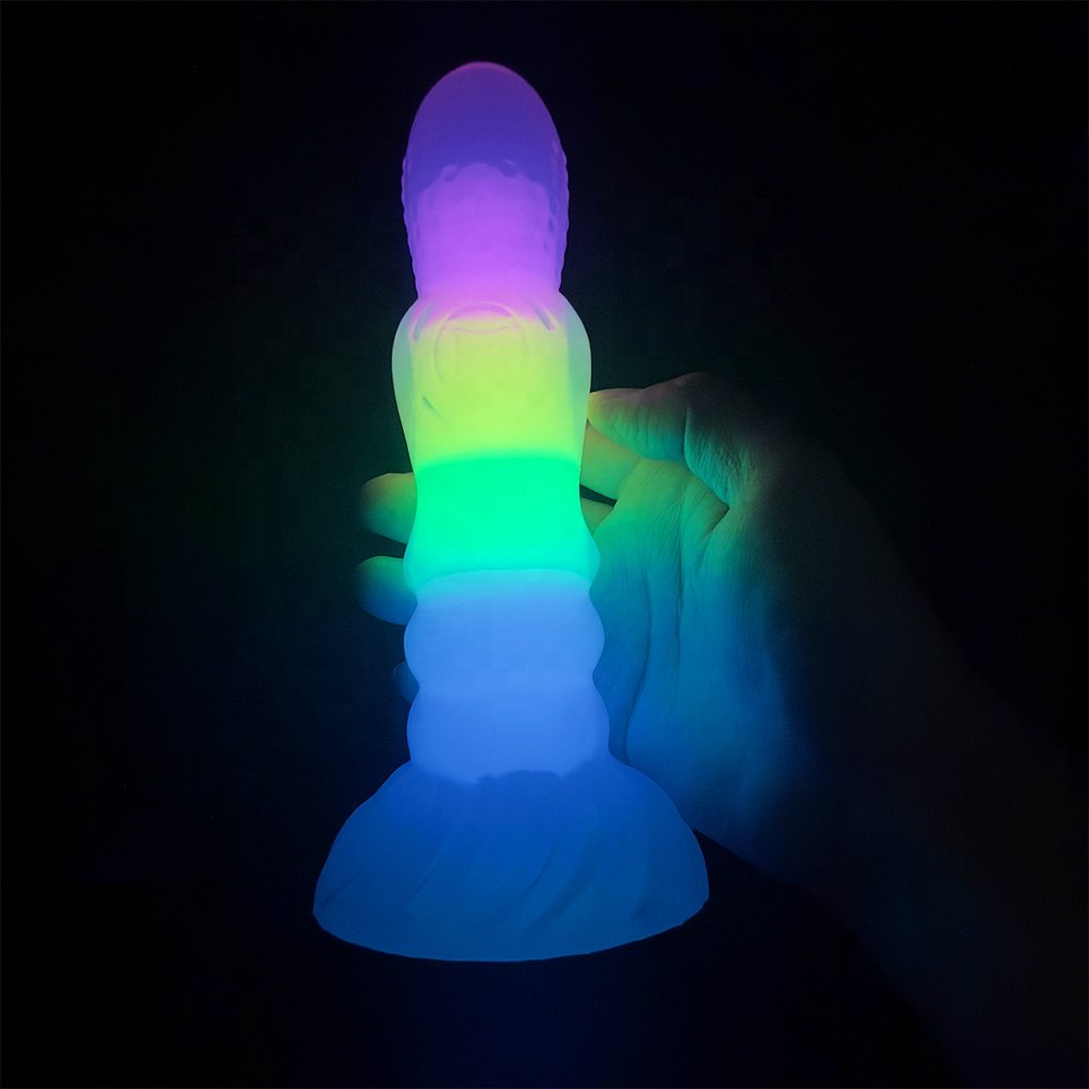 Luminous Dragon Monster Dildo for Anal Sex Huge Adult Toys-Colorful Glowing Soft Liquid Silicone Penis Butt Plug for Women Men