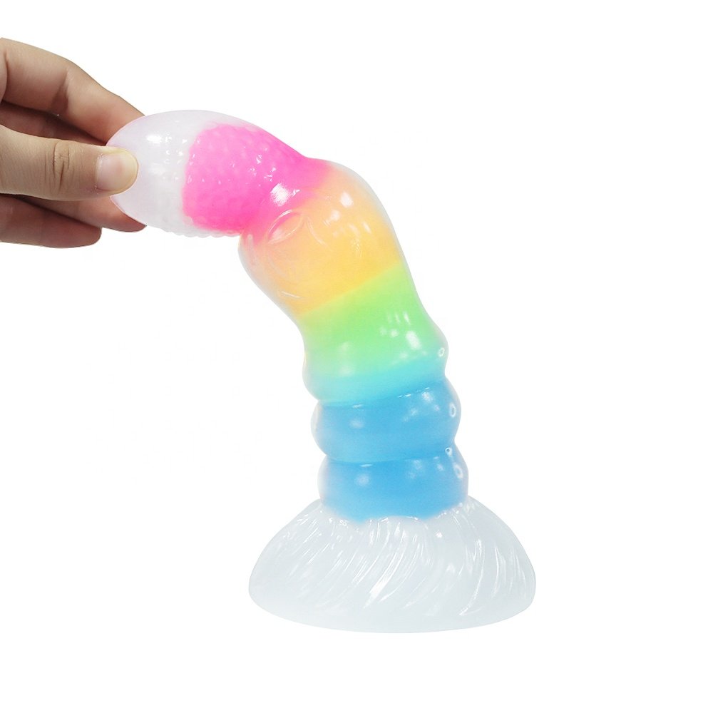 Luminous Dragon Monster Dildo for Anal Sex Huge Adult Toys-Colorful Glowing Soft Liquid Silicone Penis Butt Plug for Women Men