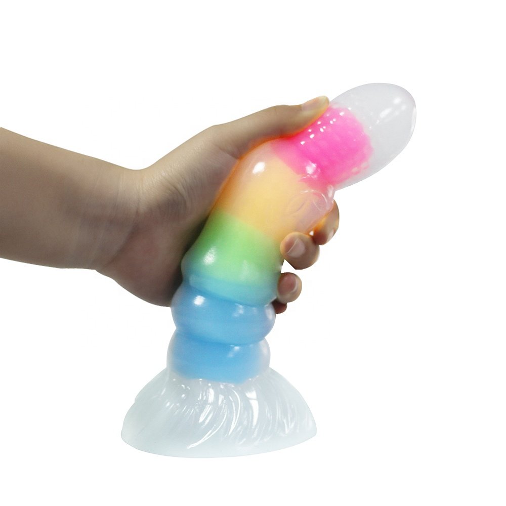 Luminous Dragon Monster Dildo for Anal Sex Huge Adult Toys-Colorful Glowing Soft Liquid Silicone Penis Butt Plug for Women Men