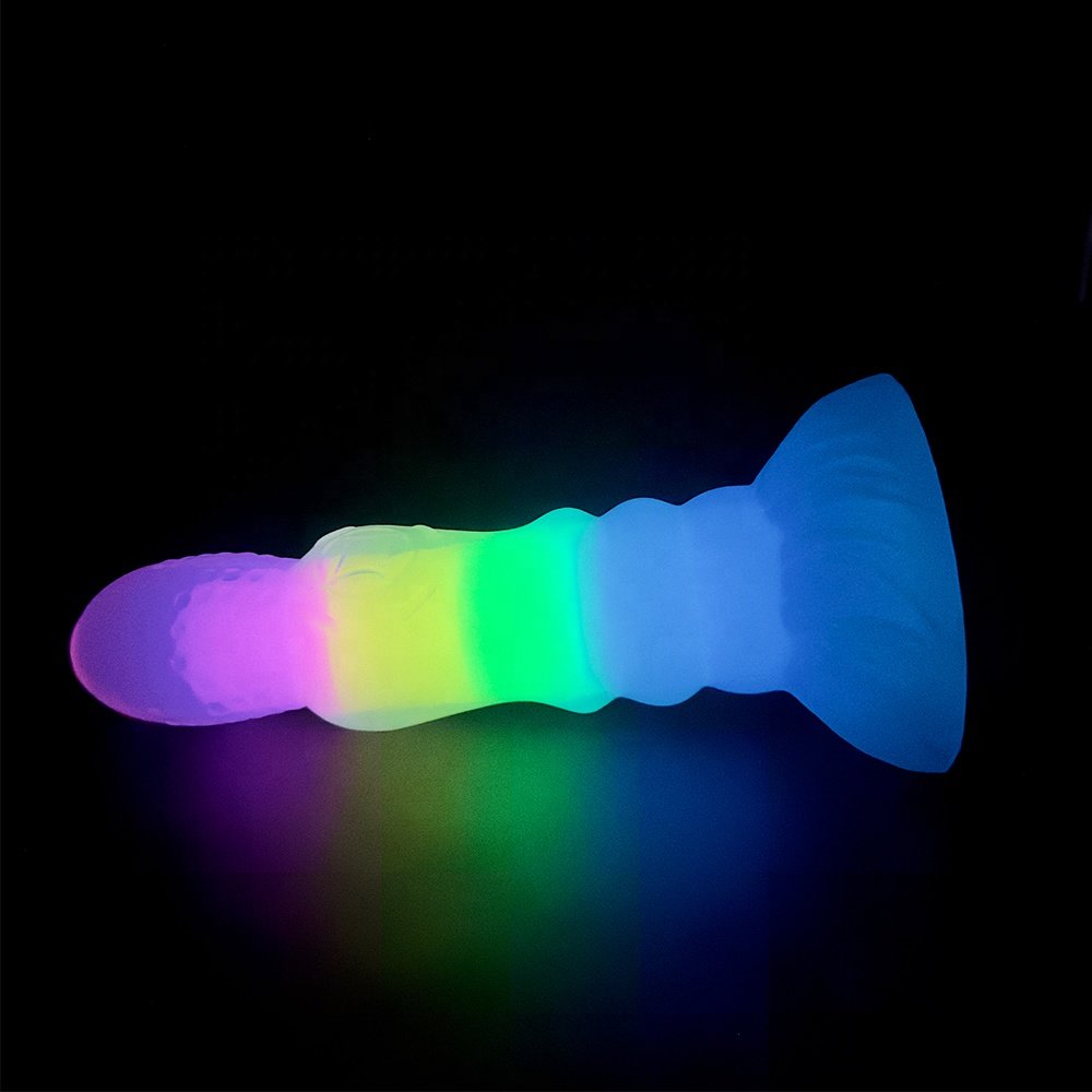 Luminous Dragon Monster Dildo for Anal Sex Huge Adult Toys-Colorful Glowing Soft Liquid Silicone Penis Butt Plug for Women Men