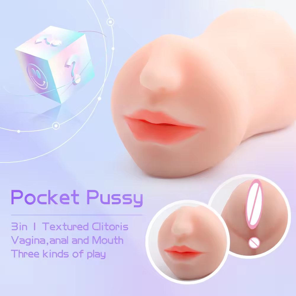 High Quality Hot Sale 3 in 1 Artificial Pussy Mouth Vagina Anal Realistic Pocket Pussy Deep Throat Sex Toys For Men