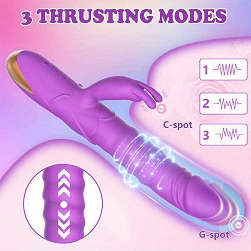 USB Rechargeable Realistic Silicone Thrusting Dildo Vibrator G Spot Clitoral Stimulator Rabbit Vibrator For Women Adult Sex Toy