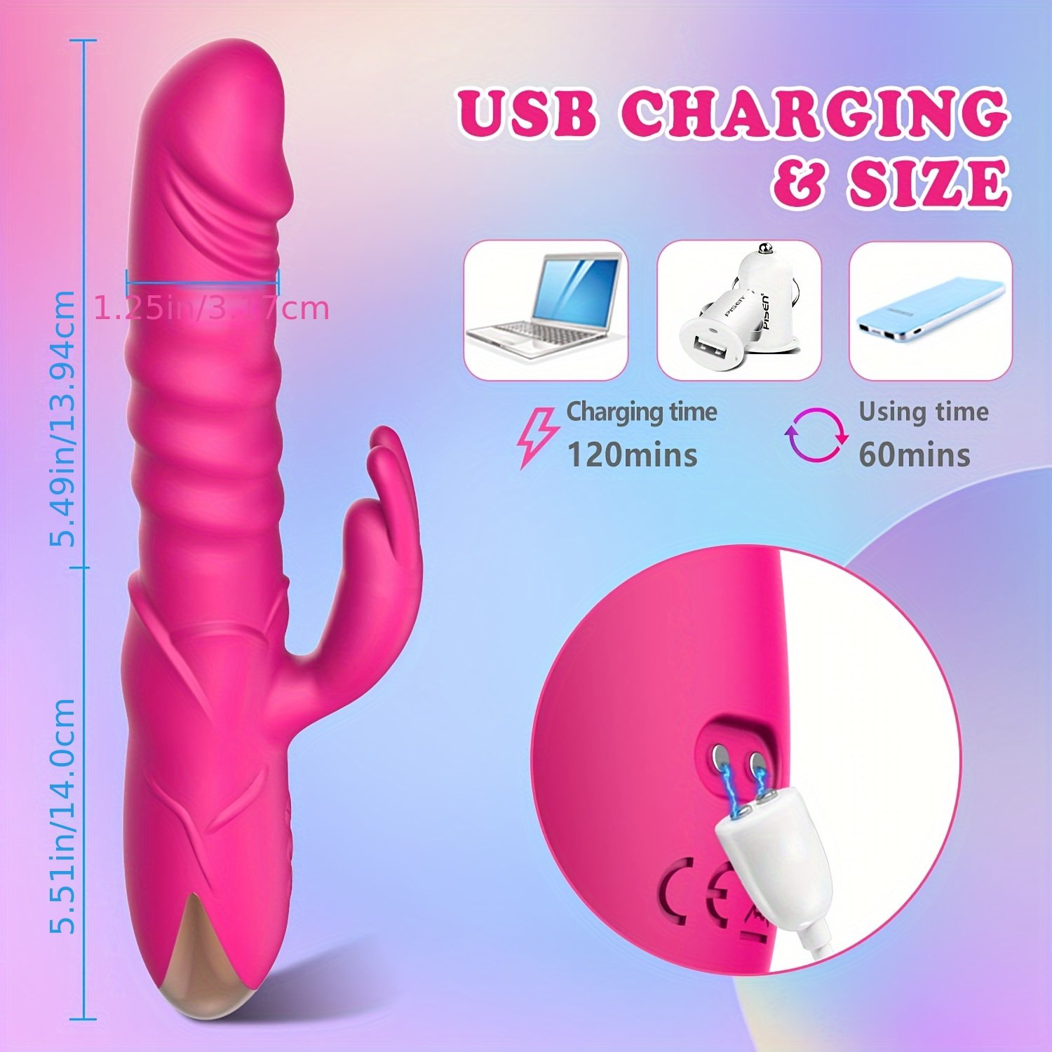 USB Rechargeable Realistic Silicone Thrusting Dildo Vibrator G Spot Clitoral Stimulator Rabbit Vibrator For Women Adult Sex Toy