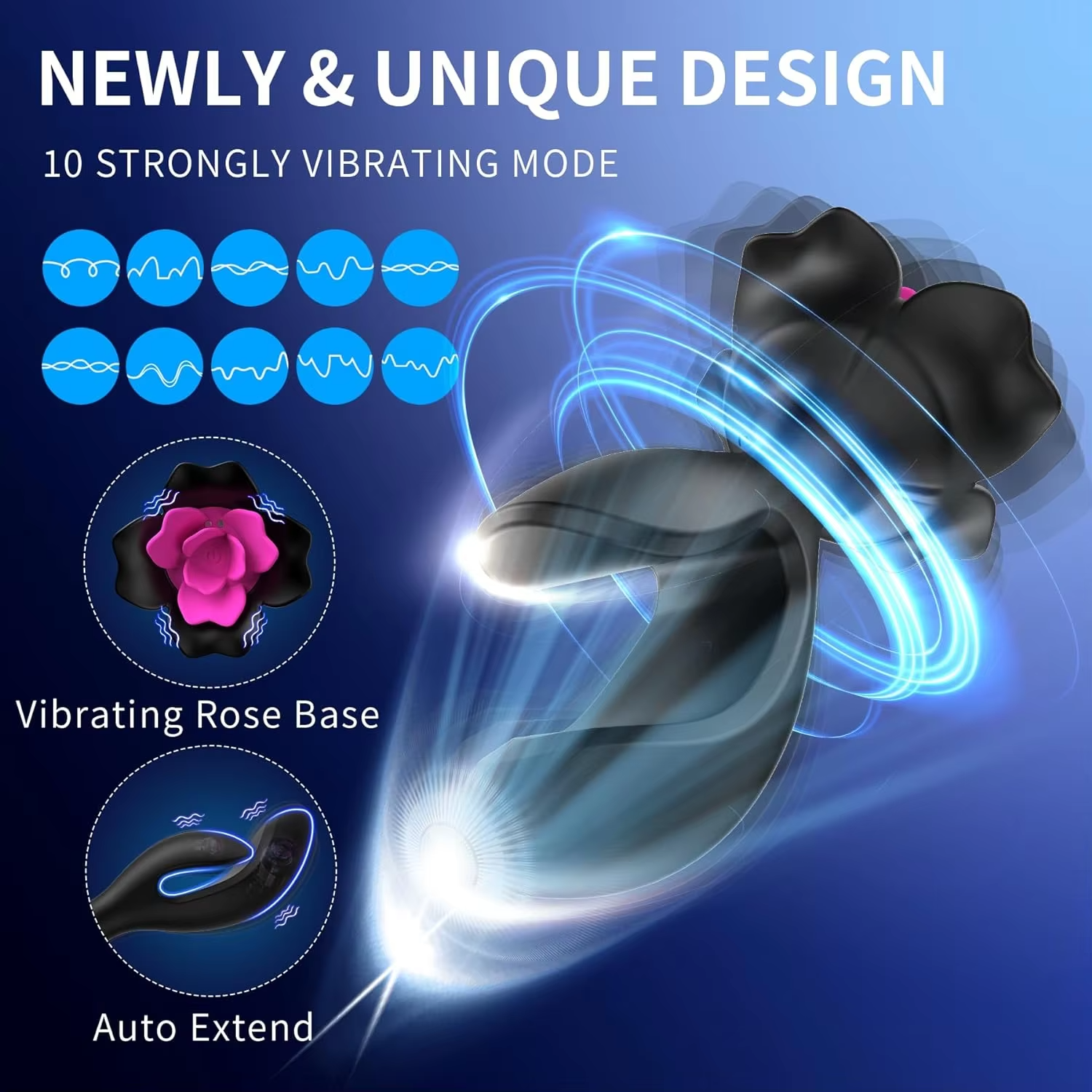 2024 Newest Rose Shape Sex Toys Waterproof 10 Vibration Modes G Spot Vibrators Anal Toys Prostate Massager Adult Toys