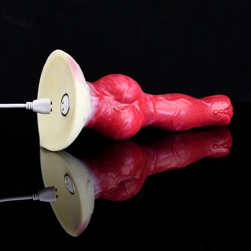 NNSX Dildo Vibrator Wolf Animal Vibrating Dildos with Suction Cup, Silicone Realistic Dog Knotted Vibrator Dildo for women men