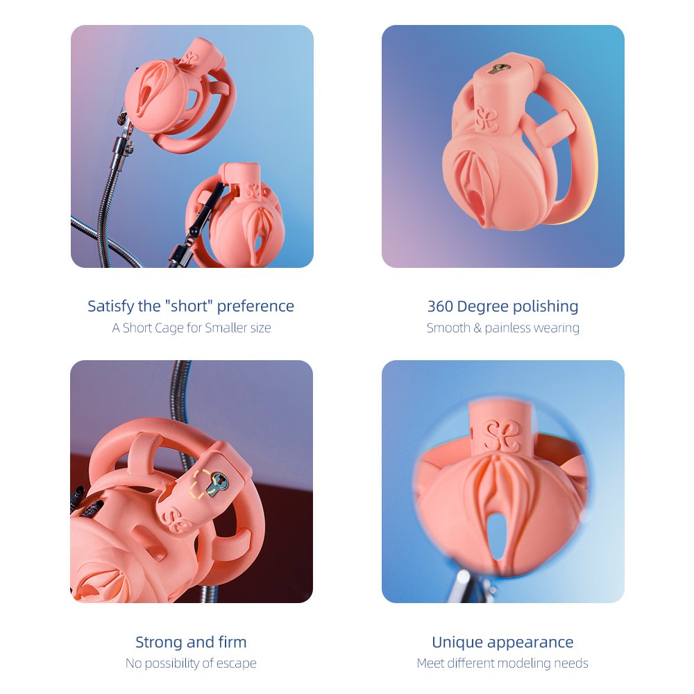 REDBURG Sevanda Pink Short Style Penis Lock Chastity Cage Abs Short Bondage Gear Sex Toys for Men Used in Sex Games SM