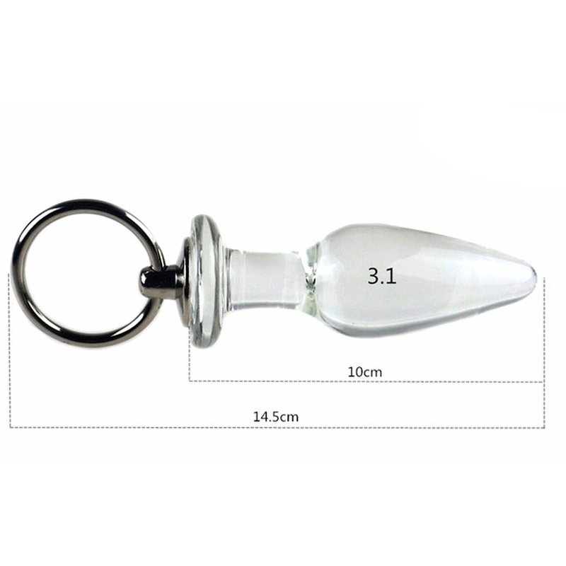 Pull Ring Glass Pointed Water Drop Butt Plug