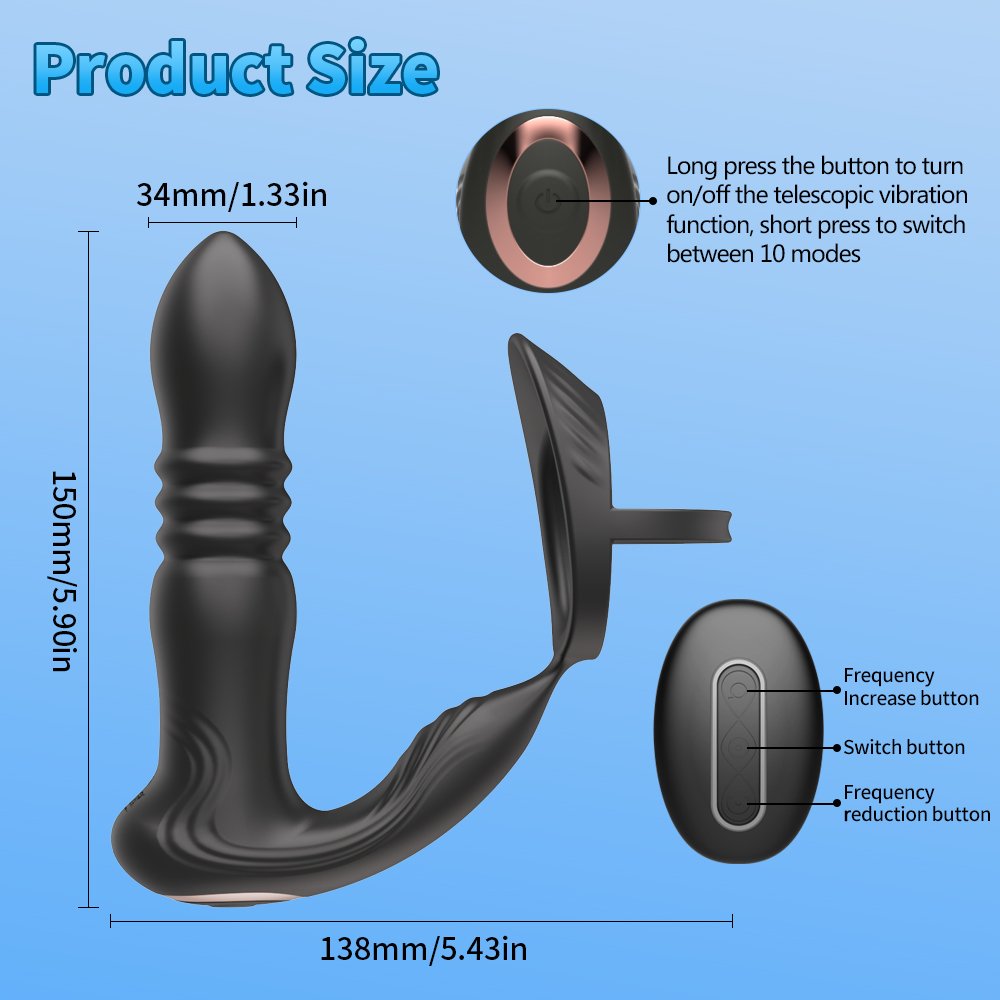 Prostate Massager Anal Vibrator Thrusting Vibrating 10 Modes with Cock Ring Anal Butt Plug Anal Sex Toys Male Sex Toys