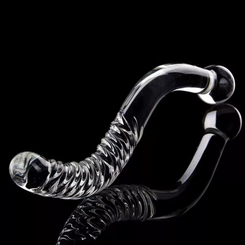 Custom S-Type Curved Dildo Crystal Butt Plug Long Borosilicate Yoni Glass Massage Wand Anal Sex Toys for Women
