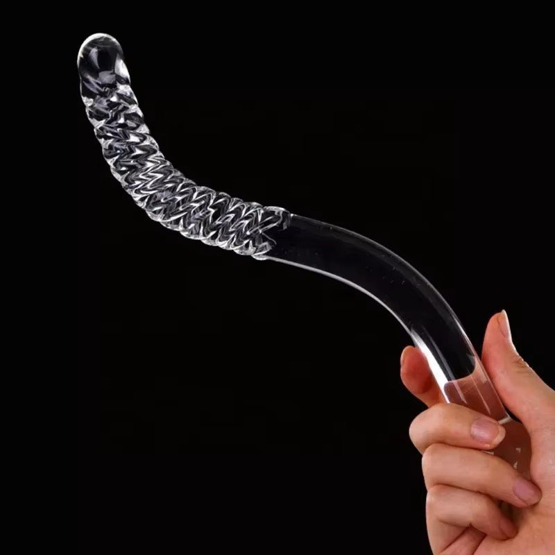 Custom S-Type Curved Dildo Crystal Butt Plug Long Borosilicate Yoni Glass Massage Wand Anal Sex Toys for Women