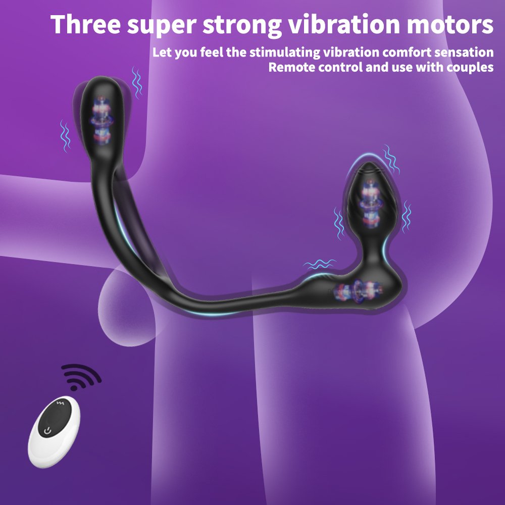 Liquid Silicone 3 in 1 App Remote Controlled Anal Butt Plug Vibrator Vibrating Cock Ring Prostate Massager Sex Toys For Men
