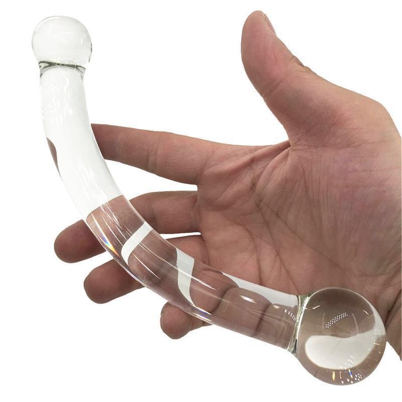 Women Vaginal Tightening Wand Double Ended Glass Dildo Arched Prostate Massager Adult Anal Butt Plug Glass Dildo Penis Sex Toys
