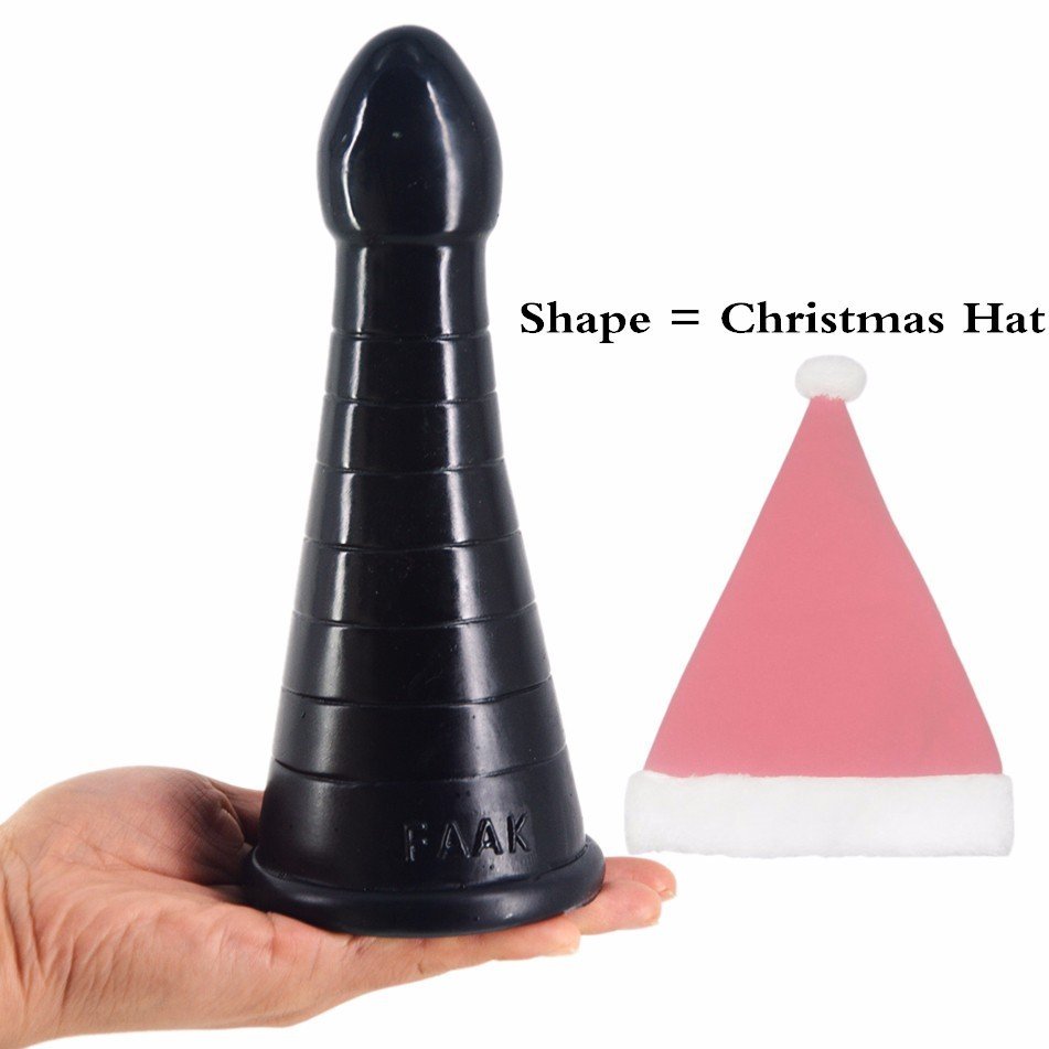 long anal dildo big butt plug faak shaped dildos christmas hat cone strip ribbed anal toys with big head
