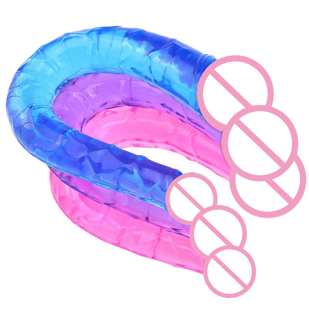 U Shape Transparent Dual End Dildo Female Masturbation Dual Dildo Jelly Sex Toy Dildo Dual For Woman Lesbian