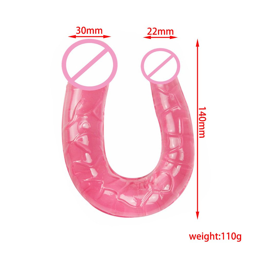 U Shape Transparent Dual End Dildo Female Masturbation Dual Dildo Jelly Sex Toy Dildo Dual For Woman Lesbian