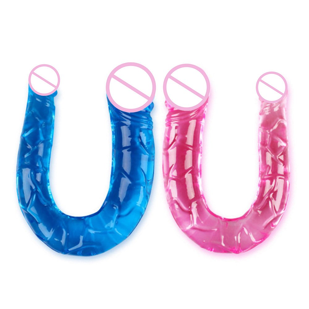 U Shape Transparent Dual End Dildo Female Masturbation Dual Dildo Jelly Sex Toy Dildo Dual For Woman Lesbian