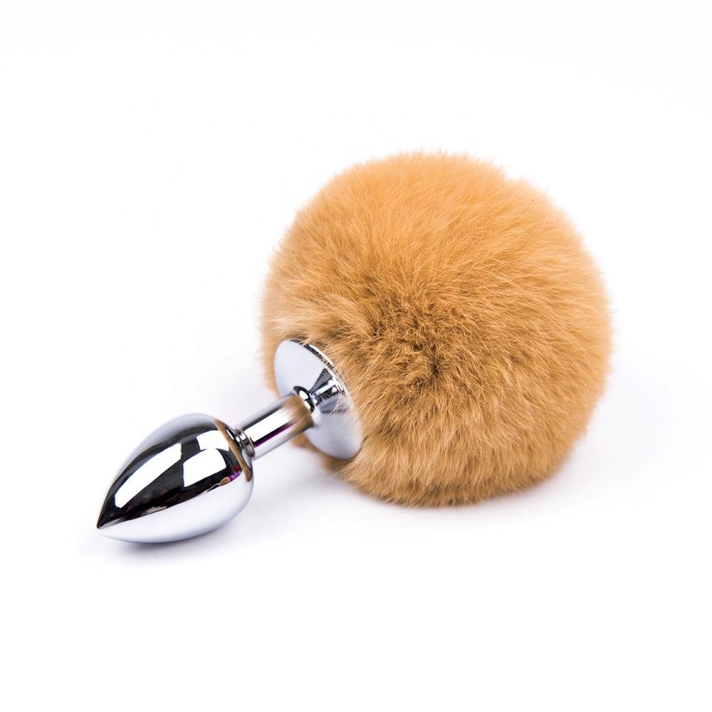 Metal Rabbit Tail Anal Plug 6 Color 3 Sizes Stainless Steel Bunny Fetish Bondage Sex Female Bondage Fox Tail Plugs Butt Plugs