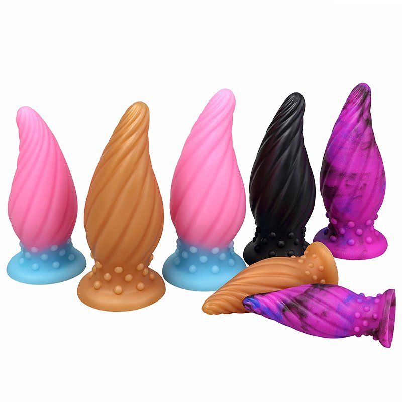 Colorful Spiral Cone Luminous Silicone Stud Anal Plug