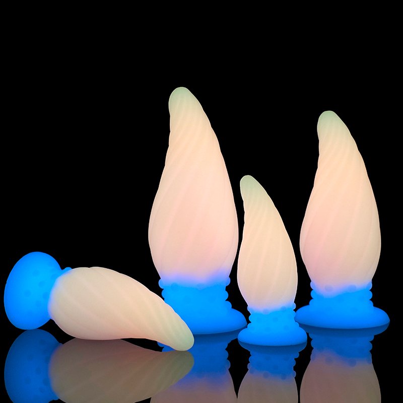 Colorful Spiral Cone Luminous Silicone Stud Anal Plug
