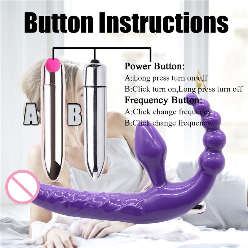 Strapless Strapon Dildo Vibrator Sex Toys for Adult Double Penetration Anal Plug Anal Beads Vibrators for Women Lesbian%