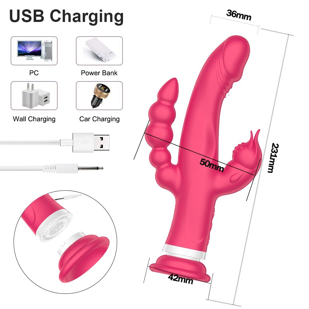 Brand New Butt Plug Three Heads Anal Beads G Spot Dildo Vibrator Sex Toys For Women or Couple