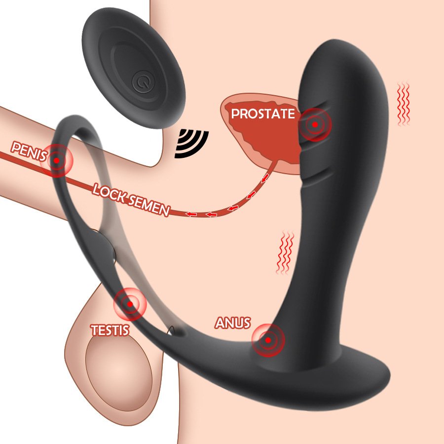 Whole sale 10 modes vibration men butt sex toy wireless control full water proof anal vibrator with cockrings