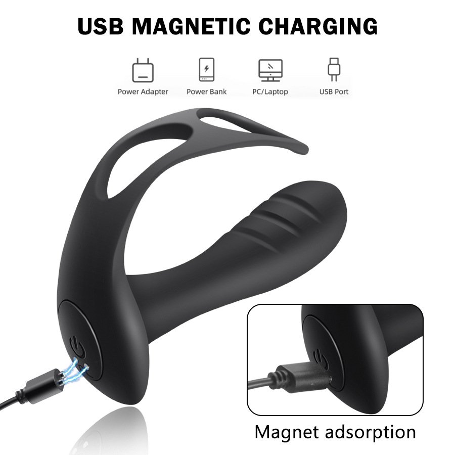 Whole sale 10 modes vibration men butt sex toy wireless control full water proof anal vibrator with cockrings