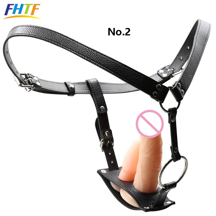 Female Harness Chastity Belt Lesbian Toys with Vaginal Dildo and Anal Butt Plug