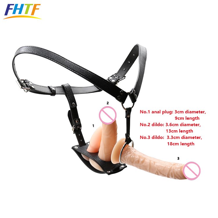 Female Harness Chastity Belt Lesbian Toys with Vaginal Dildo and Anal Butt Plug