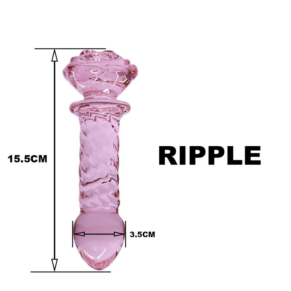 av girl japan adult anal plug Glass Dildo Pink Rose Flower Shape Vaginal Anal Butt Plug Masturbator Sex Toys for Woman