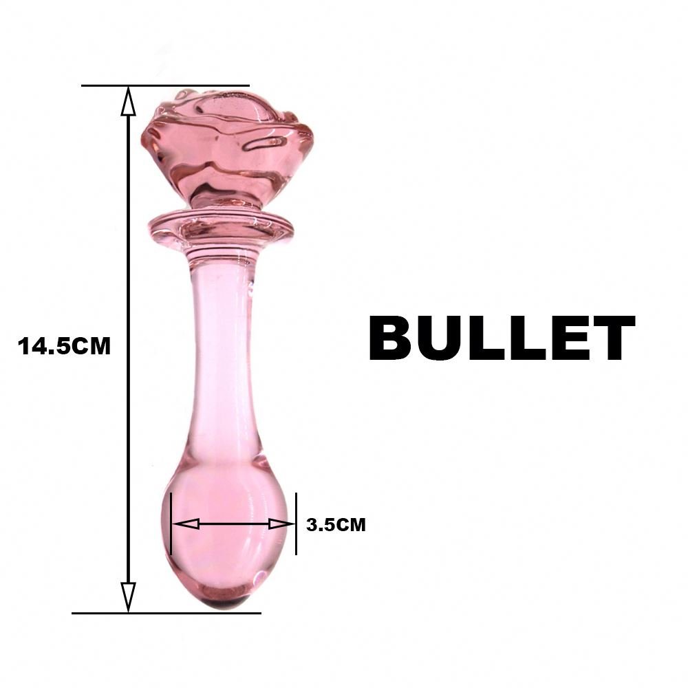 av girl japan adult anal plug Glass Dildo Pink Rose Flower Shape Vaginal Anal Butt Plug Masturbator Sex Toys for Woman