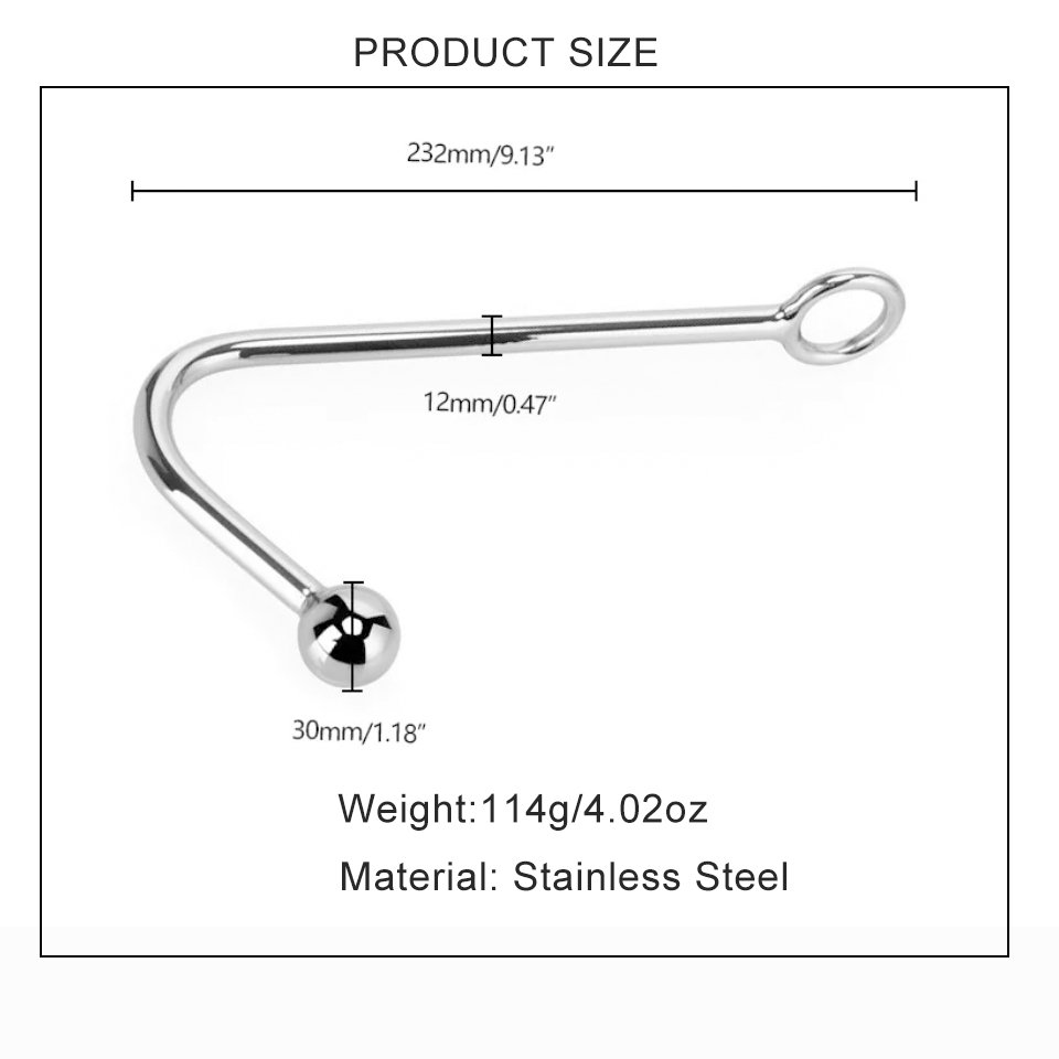 REDBURG Single Curved Stainless Steel Anal Hook Butt Plug Women's Bondage Gear Sex Toy Juguetes Sexuales Anal Toys SM