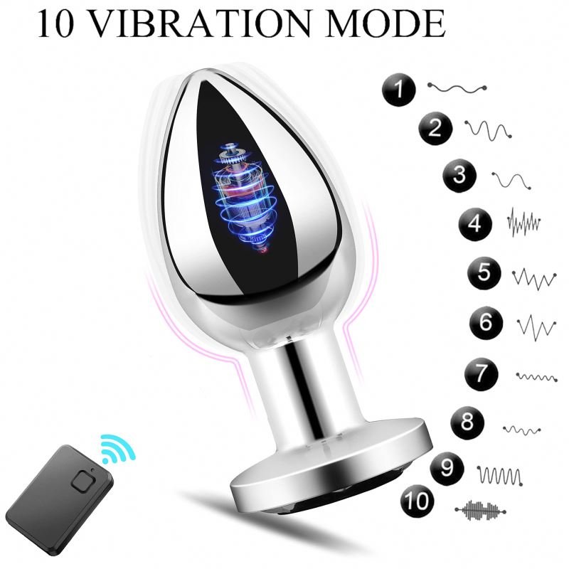 Metal Vibrating Butt Plug 10 Frequency Wireless Prostate Massager Stainless Steel Anal Vibrator for Male Couple Anal Sex Toys