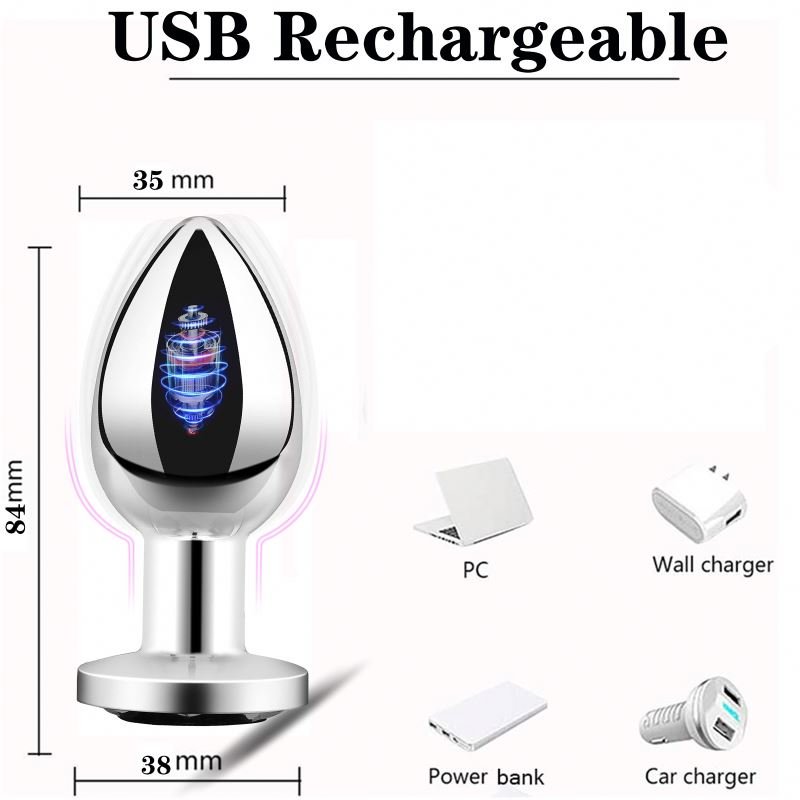 Metal Vibrating Butt Plug 10 Frequency Wireless Prostate Massager Stainless Steel Anal Vibrator for Male Couple Anal Sex Toys
