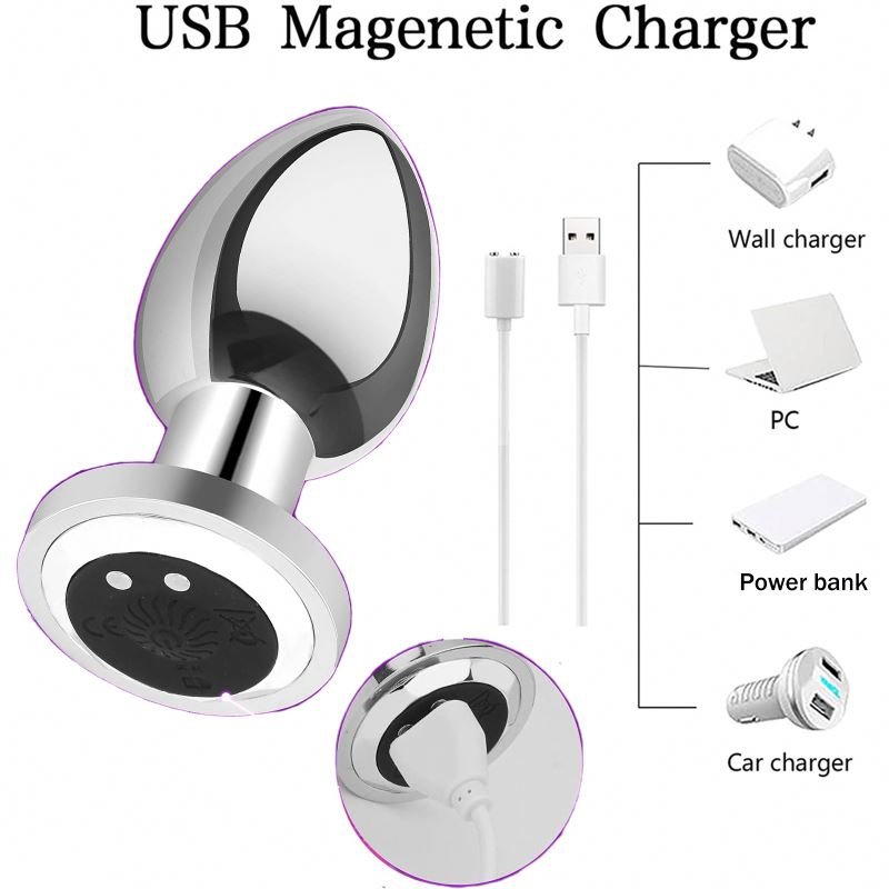 Metal Vibrating Butt Plug 10 Frequency Wireless Prostate Massager Stainless Steel Anal Vibrator for Male Couple Anal Sex Toys
