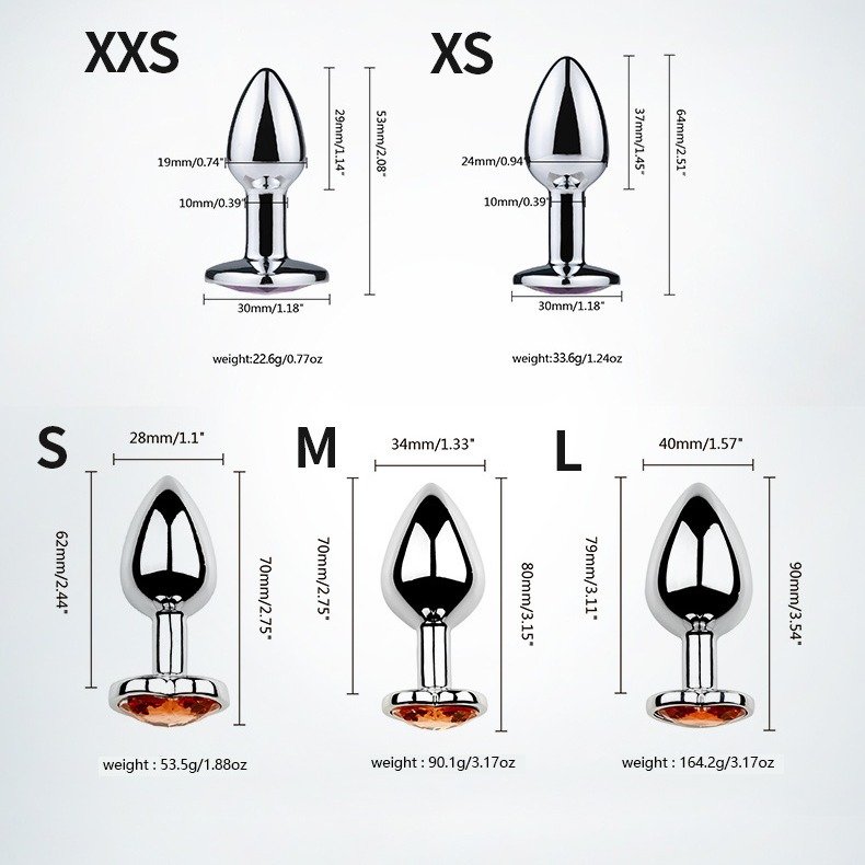 HLYC Customize Wholesale Multi Size Stainless Steel Metal Anal Plug Heart Jewelry Design Butt Plug Sex Toys For Couple