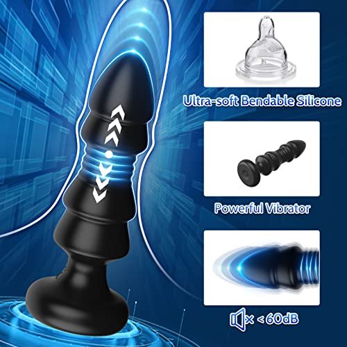 Wireless Remote Control Vibrating Butt Plug G Spot Vibrator Beads with 5 Vibrations and Thrust Prostate Massager