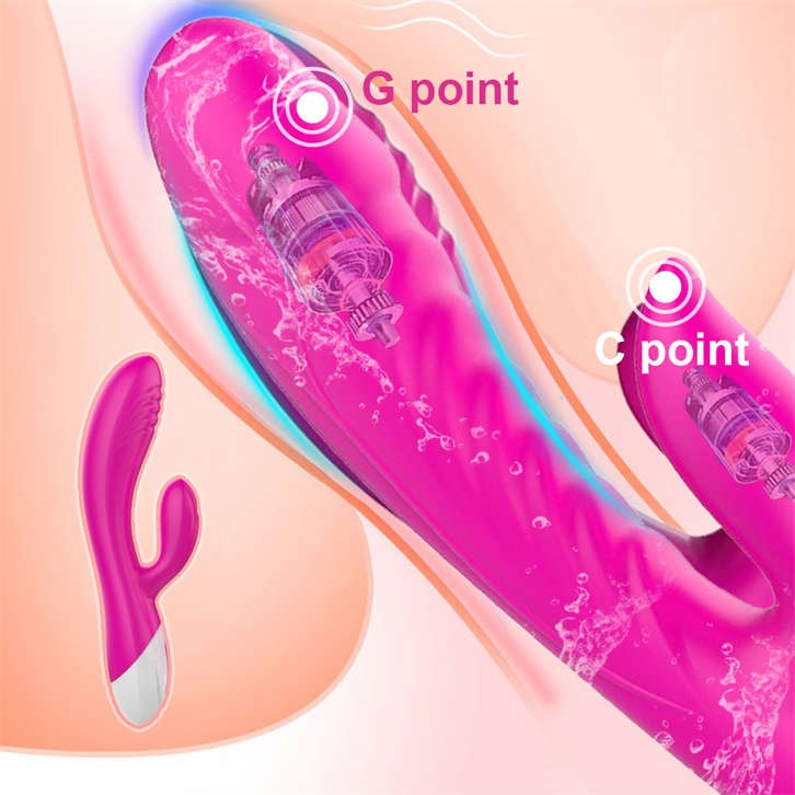 Thrusting & Rotating Rabbit Vibrator G Spot & Clitoral Nipple Stimulator Sex Toy for Women & Couples