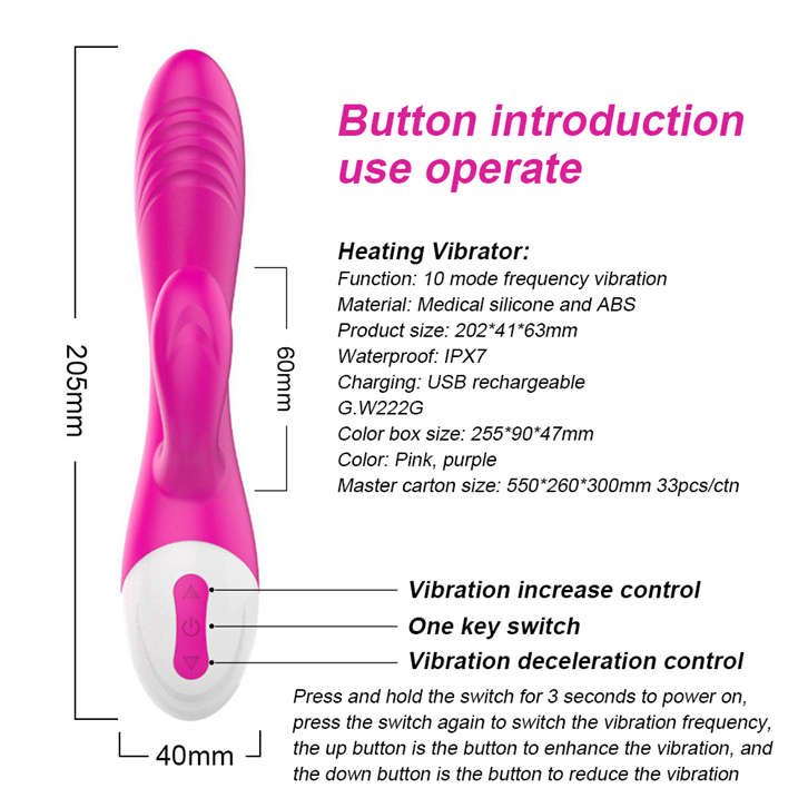 Thrusting & Rotating Rabbit Vibrator G Spot & Clitoral Nipple Stimulator Sex Toy for Women & Couples