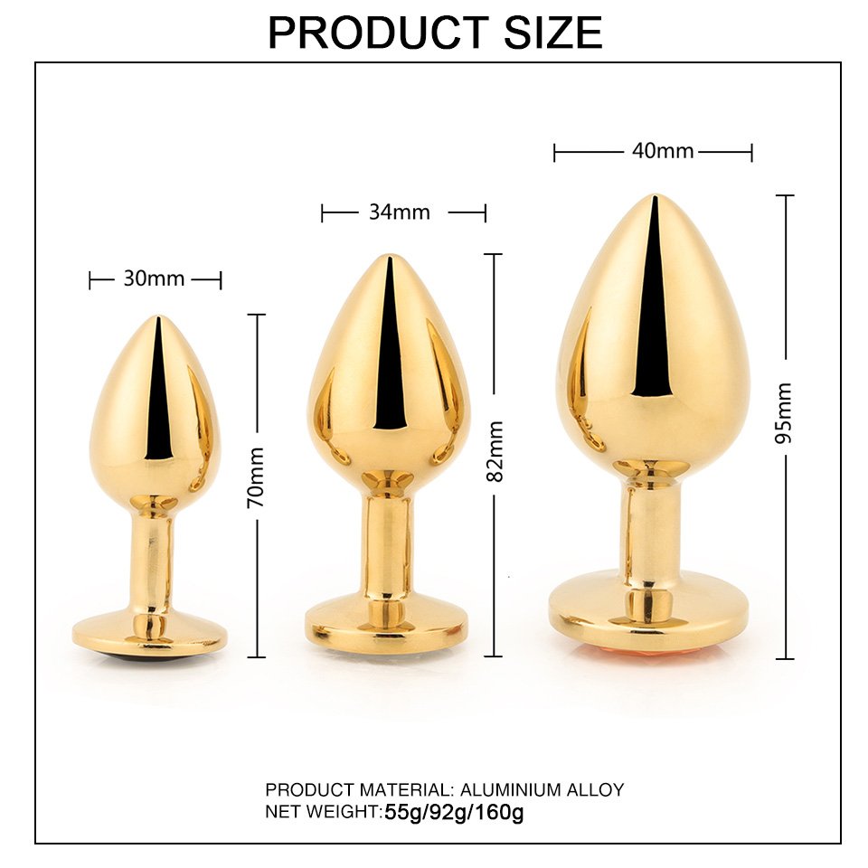 Golden Jewel Aluminum Alloy Butt Plug Anal Sex Toy for Men and Women Used in Sex Games