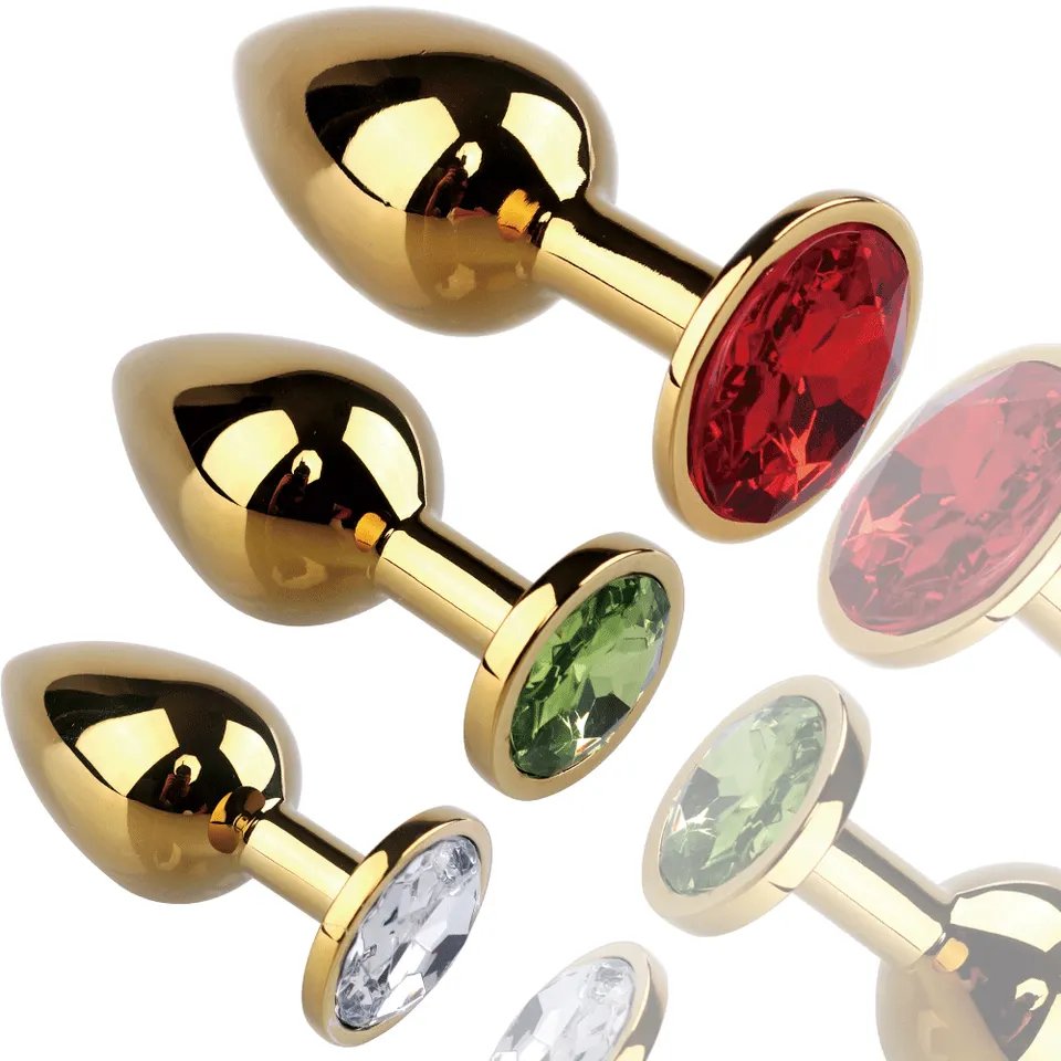 Golden Jewel Aluminum Alloy Butt Plug Anal Sex Toy for Men and Women Used in Sex Games