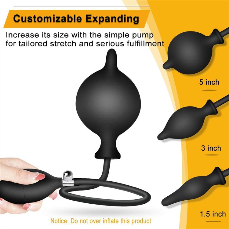 Silicone Expand Inflatable Anal Plug,Body Safe Medical Grade Waterproof Butt Sex Toy for Male, Female and Beginners