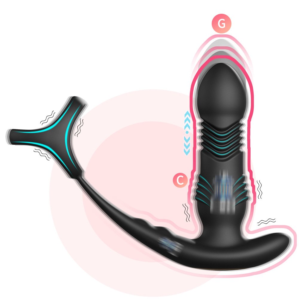Thrusting Anal Vibrator Prostate Massager with Cock Ring APP Control Anal Sex Toy Butt Plug G Spot Vibrator Adult Toy for Men