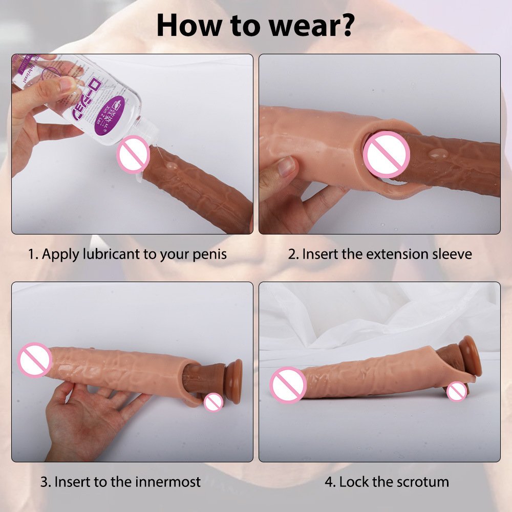 11 Inch Reusable Penis Sleeve Big Penis Extender Dick Enlargement Sex Toys For Men