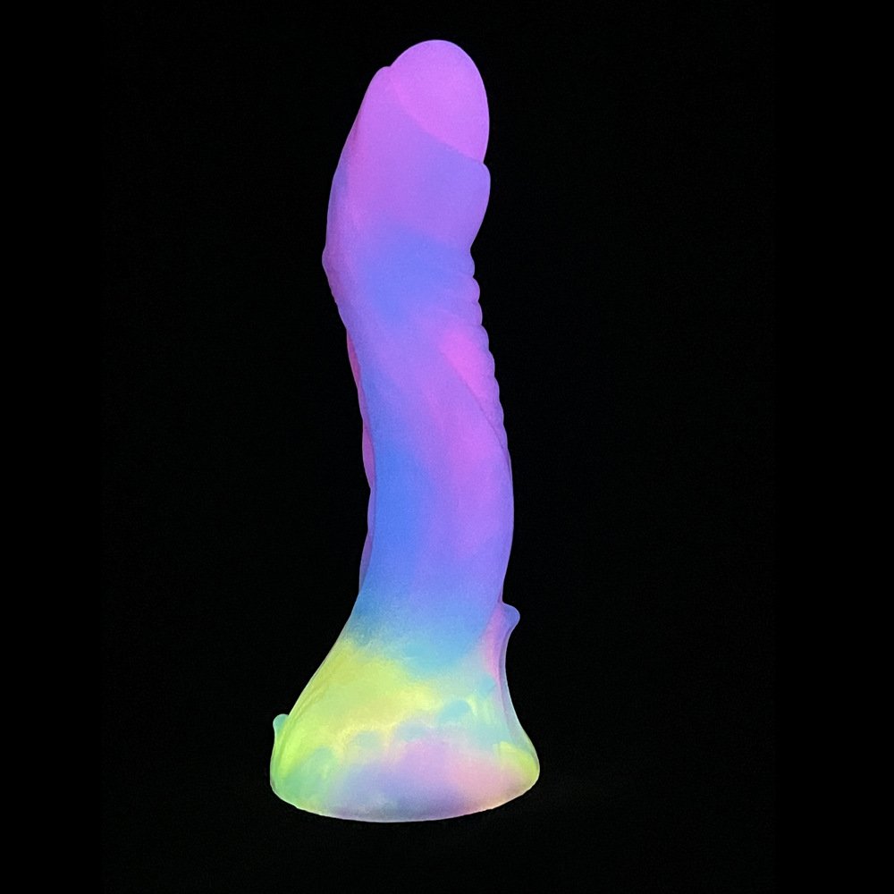 LUFI LUFISoft silicone mixed color luminous shaped phallus curved color luminous phallus dildo anal plug sex toys
