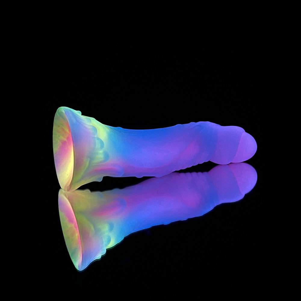 LUFI LUFISoft silicone mixed color luminous shaped phallus curved color luminous phallus dildo anal plug sex toys