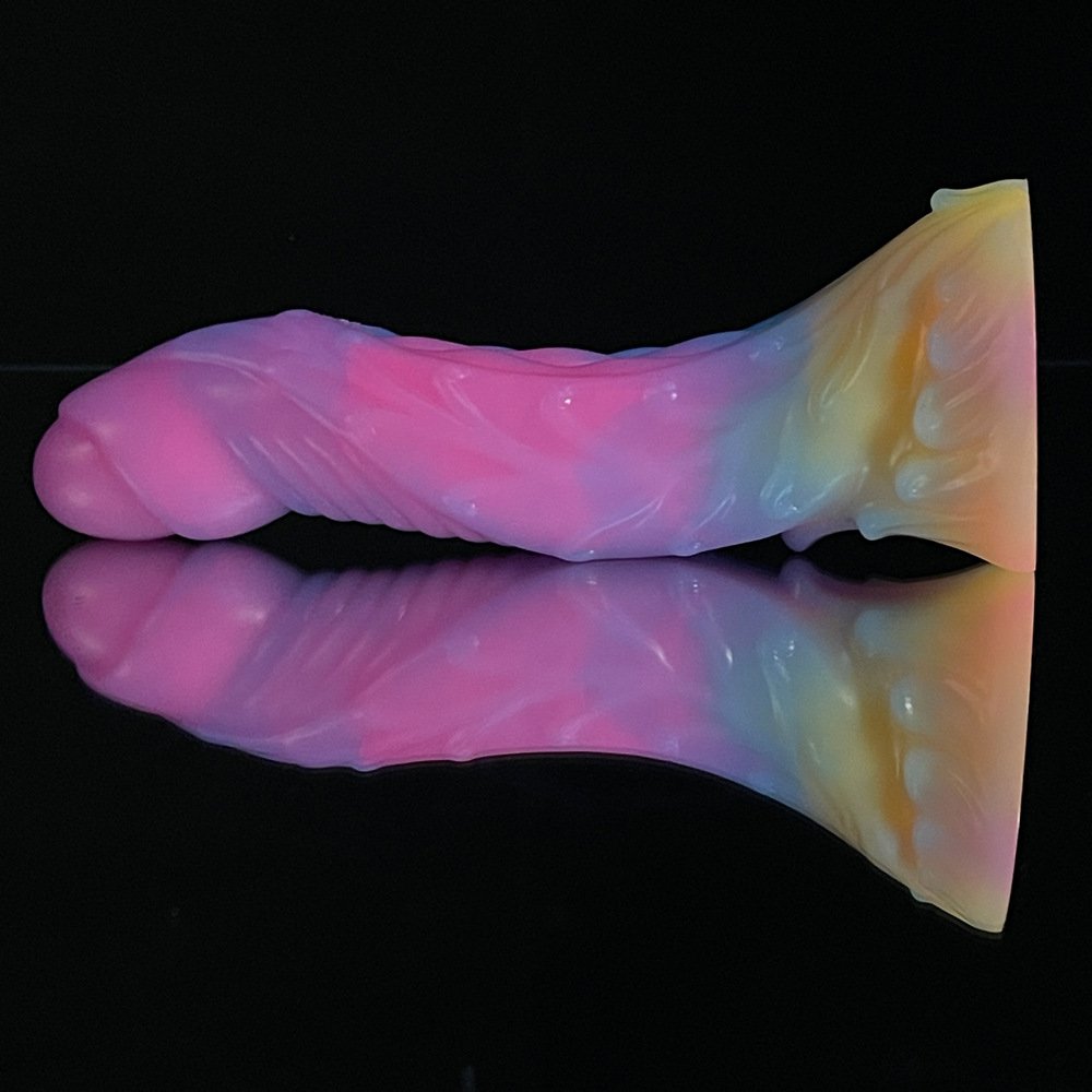 LUFI LUFISoft silicone mixed color luminous shaped phallus curved color luminous phallus dildo anal plug sex toys