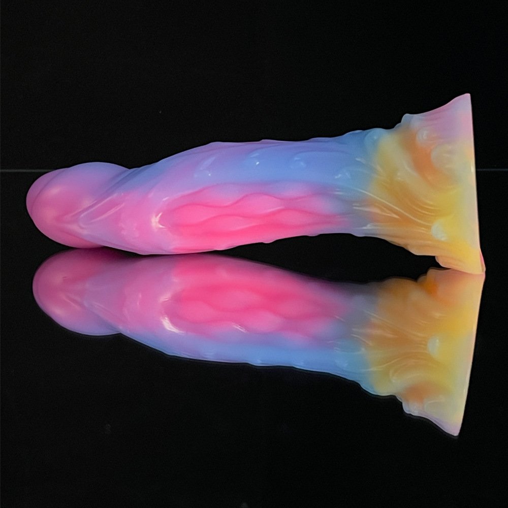 LUFI LUFISoft silicone mixed color luminous shaped phallus curved color luminous phallus dildo anal plug sex toys