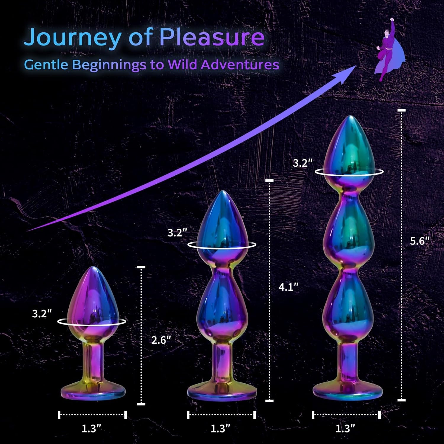 Metal Anal Beads Butt Plug Sex Toys for Men Women and Couples, 3 Pcs Stainless Steel Anal Trainer Butt plug